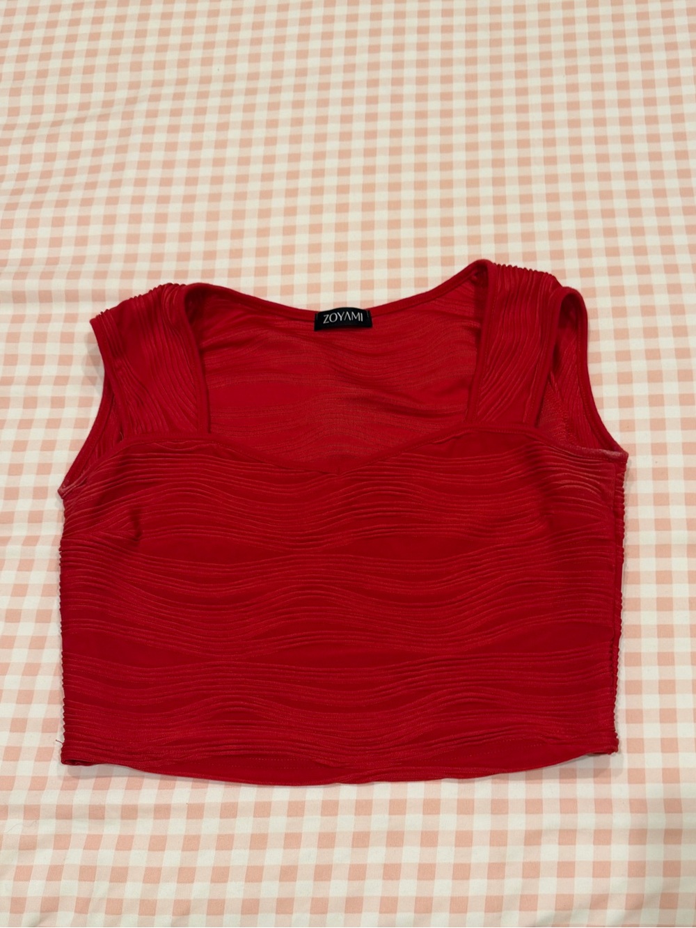 Textured Square-Neck Crop Top
